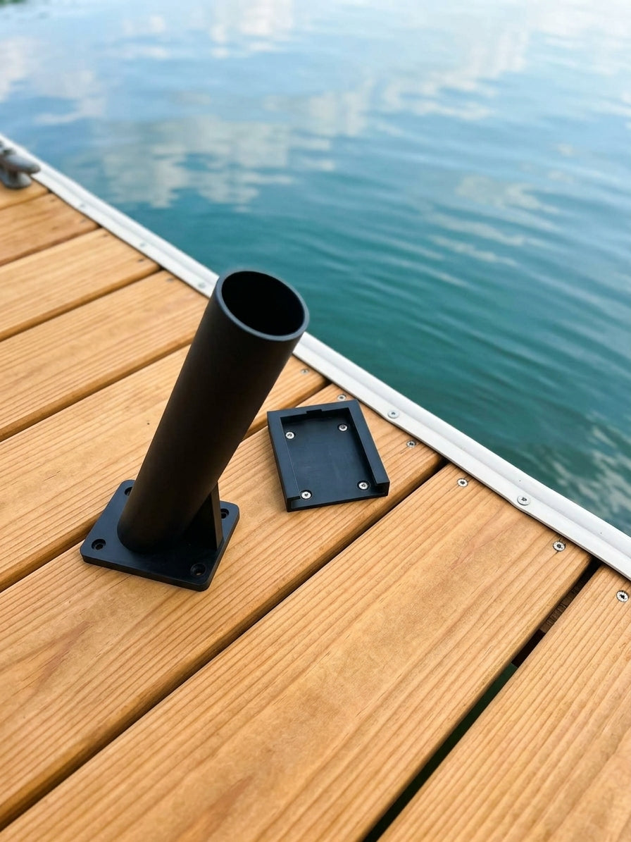 Fishing Rod Holder | Dock or Deck Mounted | Slide-In Base | Easily Removable