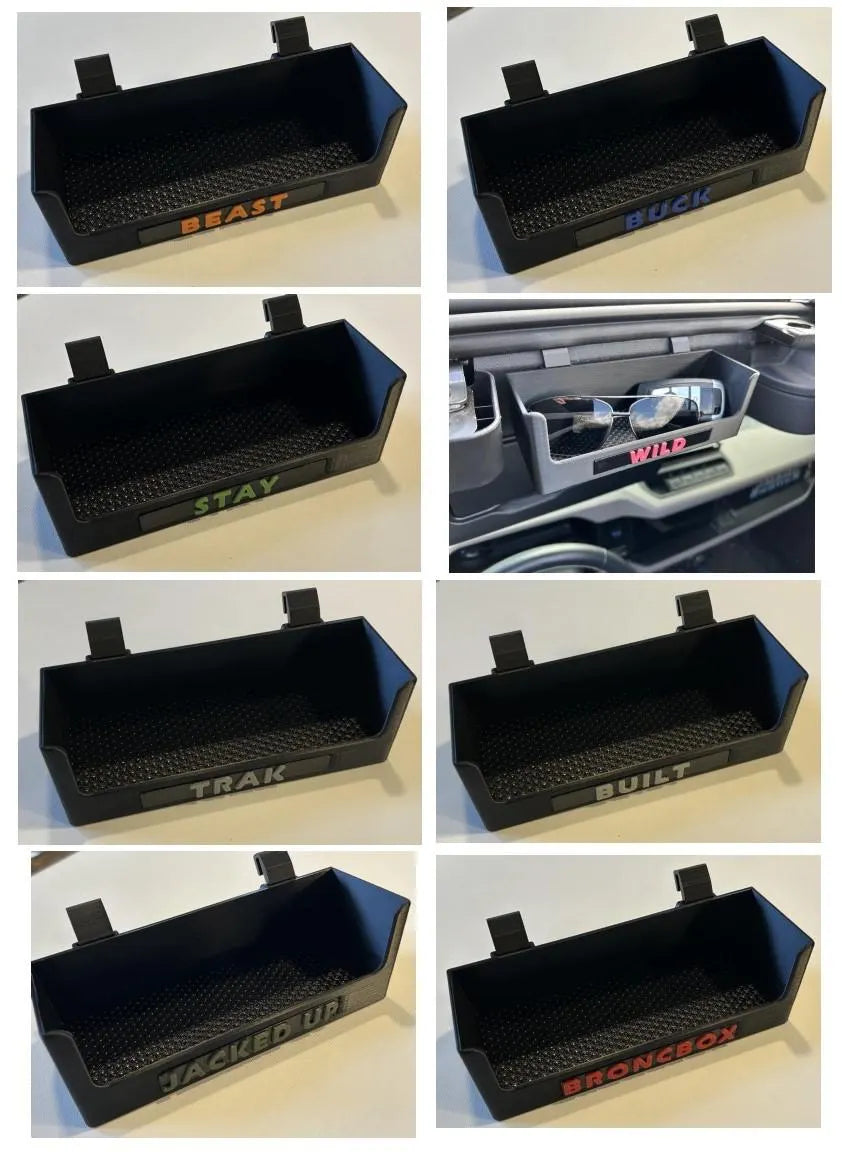 Over Visor Storage Bin (Sunglass Holder) Compatible with 2021+ Ford Bronco | Your Choice of Image/Text & Color