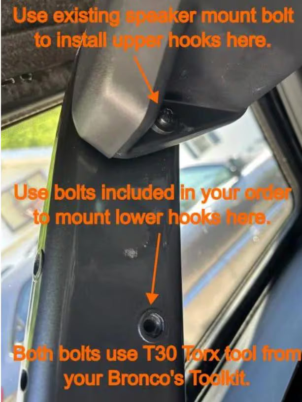 Rear Cargo Utility Hooks (set of 2 or 4) Compatible w/2021+ Ford Bronco | Customizable Color, Text & Images